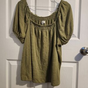 Wonderly Olive Puff Sleeve Blouse